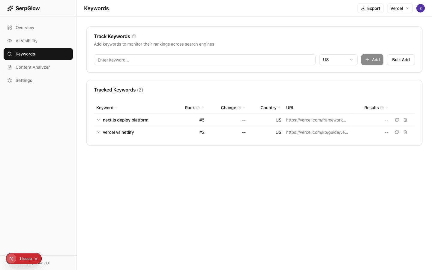 Keyword Rank Tracking